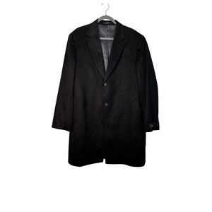 Nordstrom Cashmere Overcoat Men's 46R Black MTR Italian Made Fabric